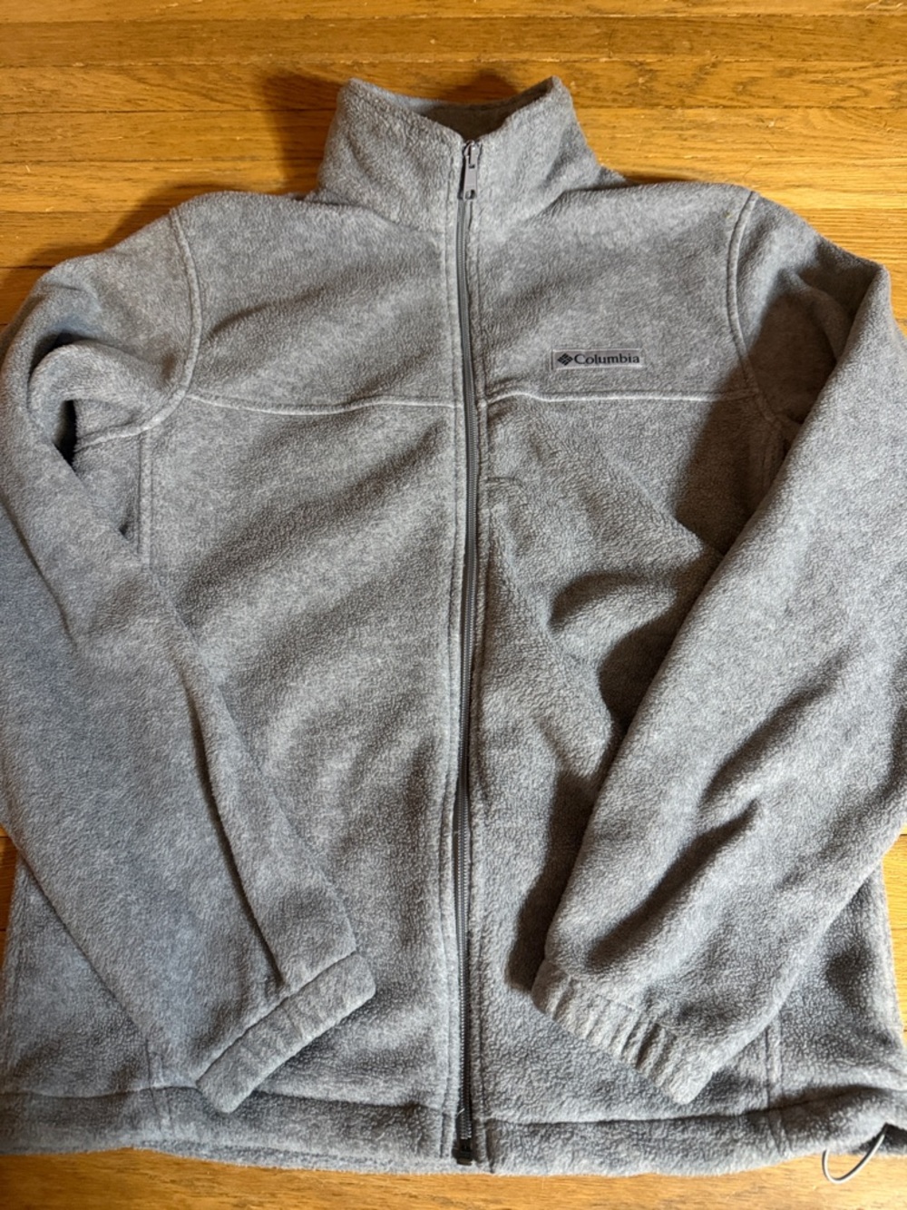 Columbia Light Gray Full Zip-Up Fleece Jacket Men’s Small Like New